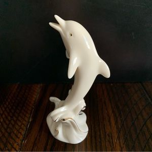 Lenox, Vintage Porcelain Jumping Dolphin Figurine W/Gold Trim